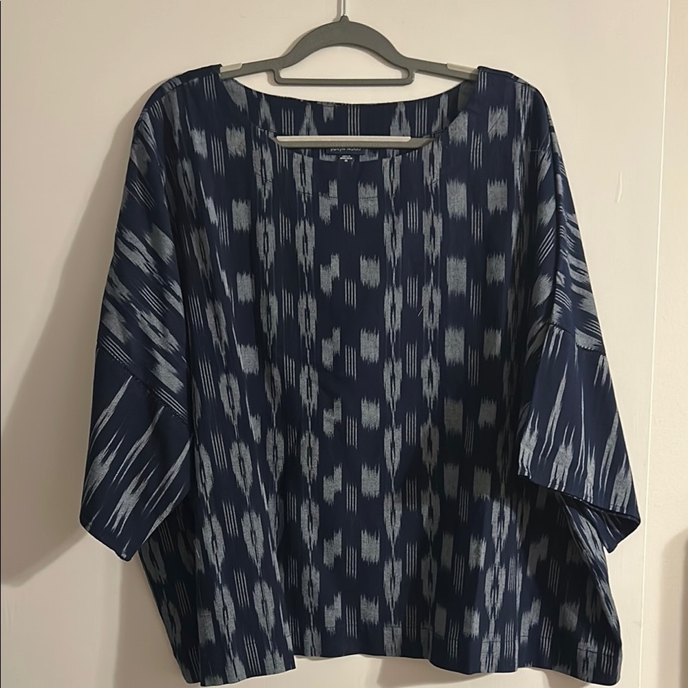 Navy Blue Patterned Women's Top